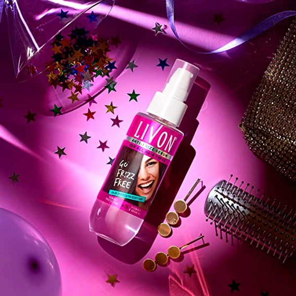 Livon Hair Serum for Women & Men| All Hair Types |Smooth, Frizz free & Glossy Hair | With Moroccan Argan Oil & Vitamin E (Pack Of 2) - 50ml